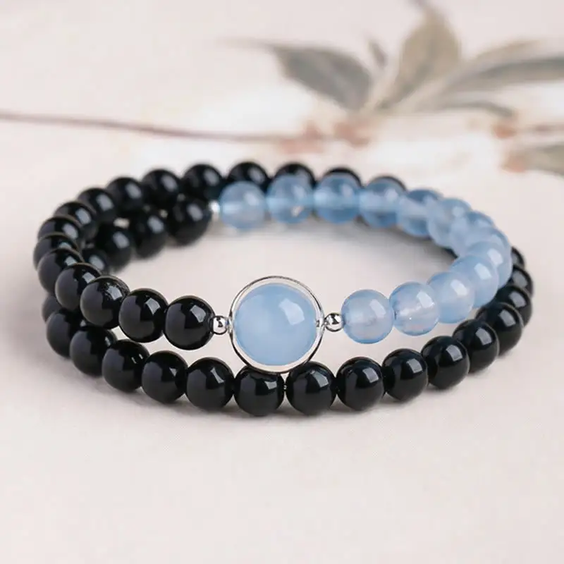 Aquamarine Obsidian Bracelet