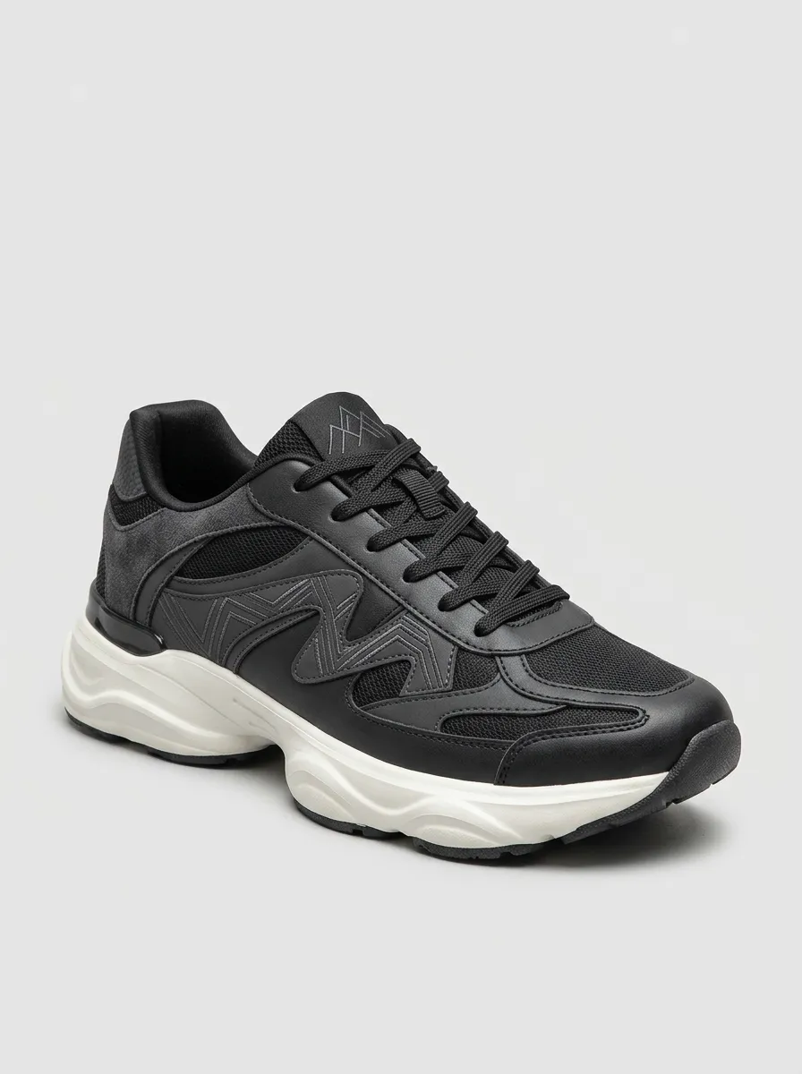 Men's Black Minimalist Geometric Athletic Sneakers