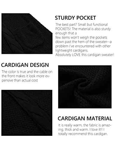 Traleubie Women's Open Front Long Sleeve Boho Boyfriend Knit Chunky Cardigan Sweater