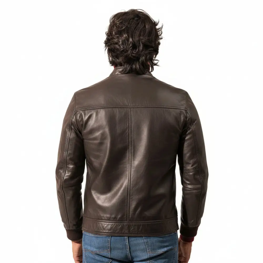 Vintage Inspired Leather Biker Motorcycle Multi Pocket Jacket