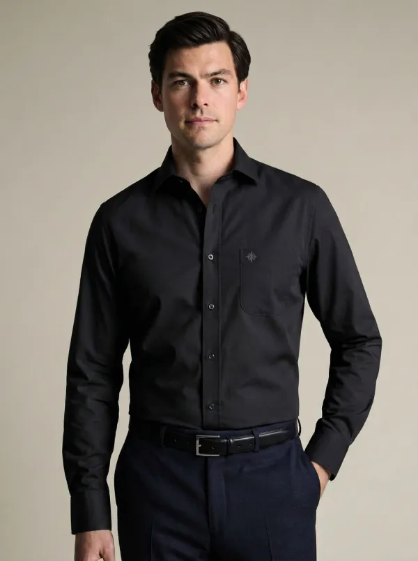 Men's Non-Iron Cotton Compass Logo Embroidered Shirt