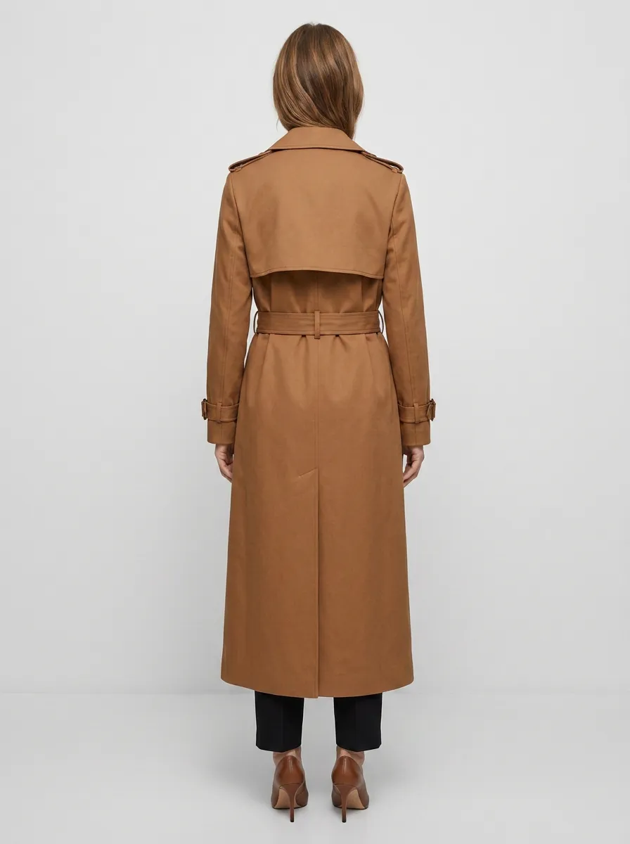 Women's Classic Belted Classic Long Trench Coat