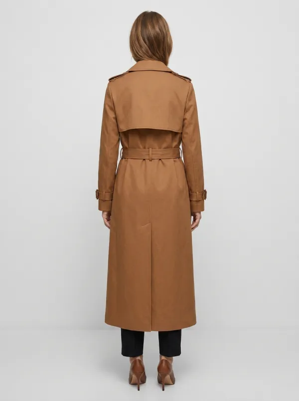 Women's Classic Belted Classic Long Trench Coat