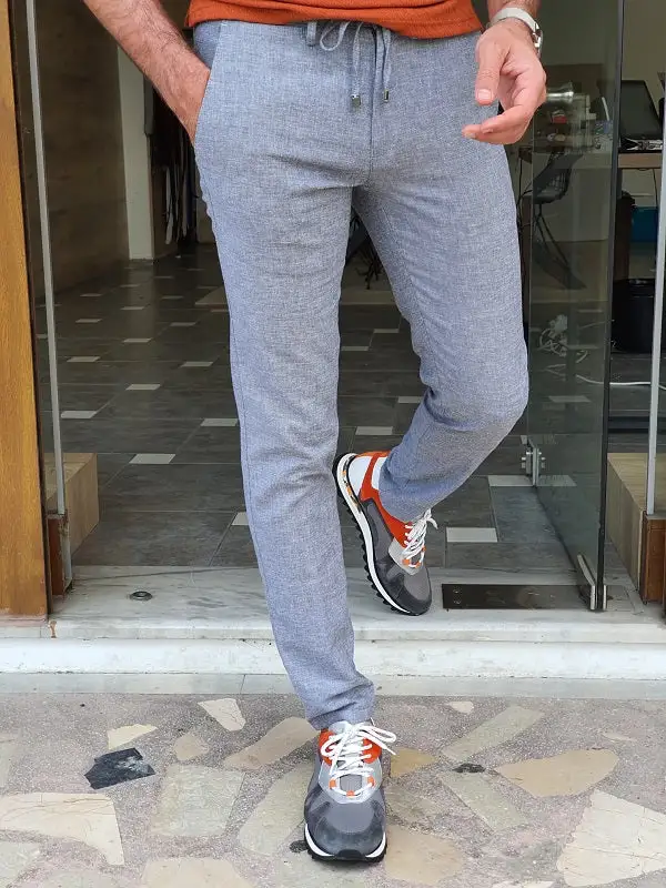 Modern Structured Slim Fit Refined Tailored Trousers
