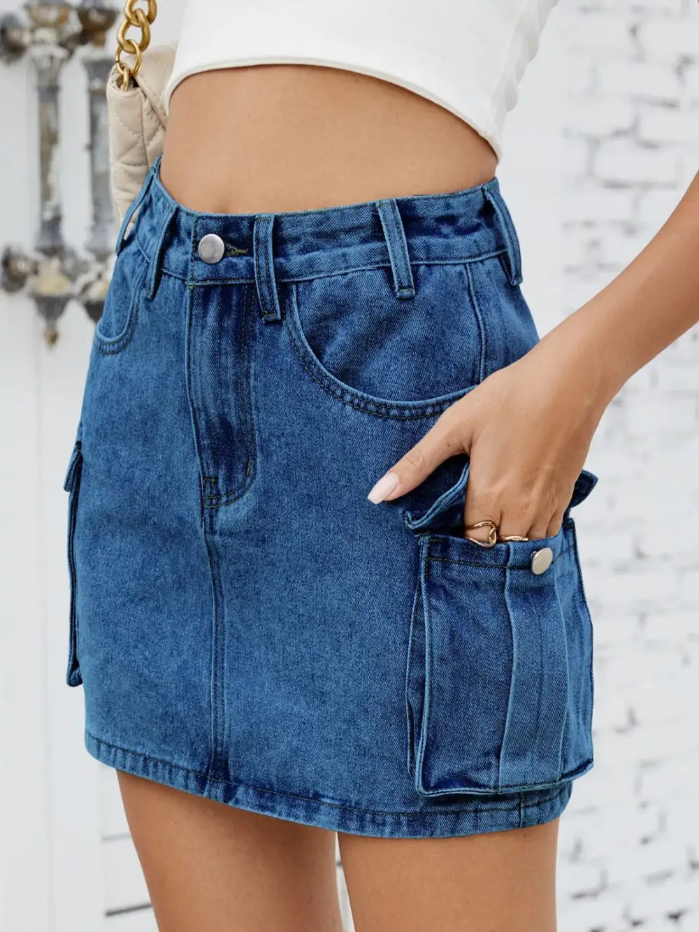 Denim Cargo Skirt