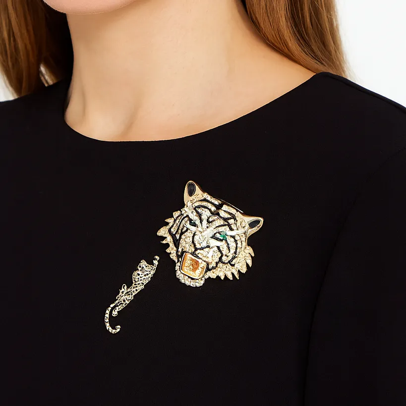 Climbing Leopard Enamel Brooch