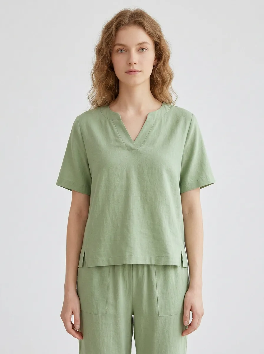 Refined Minimalist Women's V-Neck Casual Lounge Set