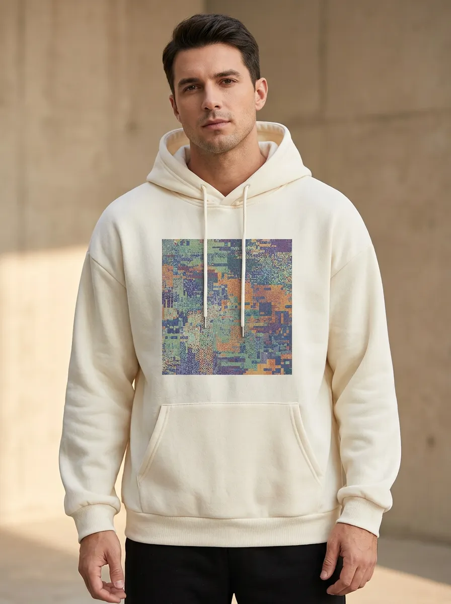 Men's Abstract Pixel Art Pattern Print Hoodie
