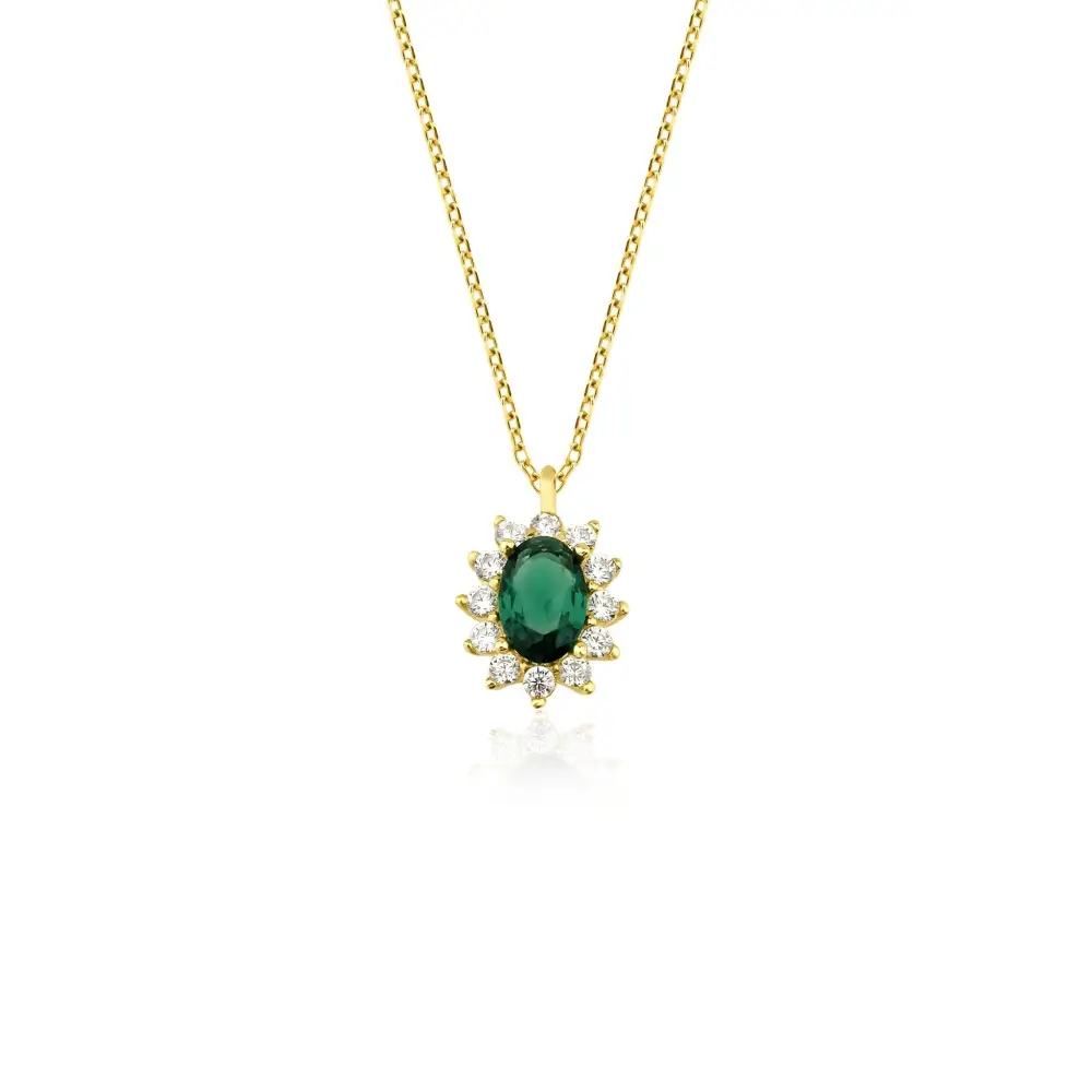 Solitaire Oval Emerald Necklace