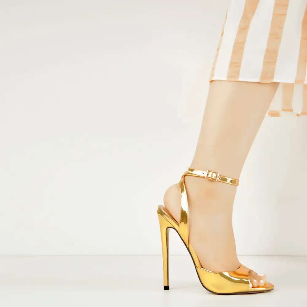 Round Toe Strap Stiletto Sandals