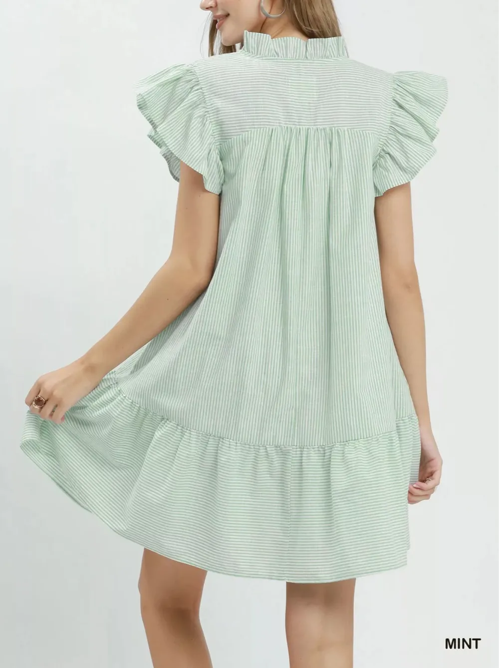 Everyday Striped V-Neck Tiered Smocked Dress