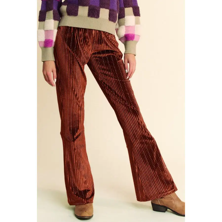 Elastic Waist Knit Flare Pants