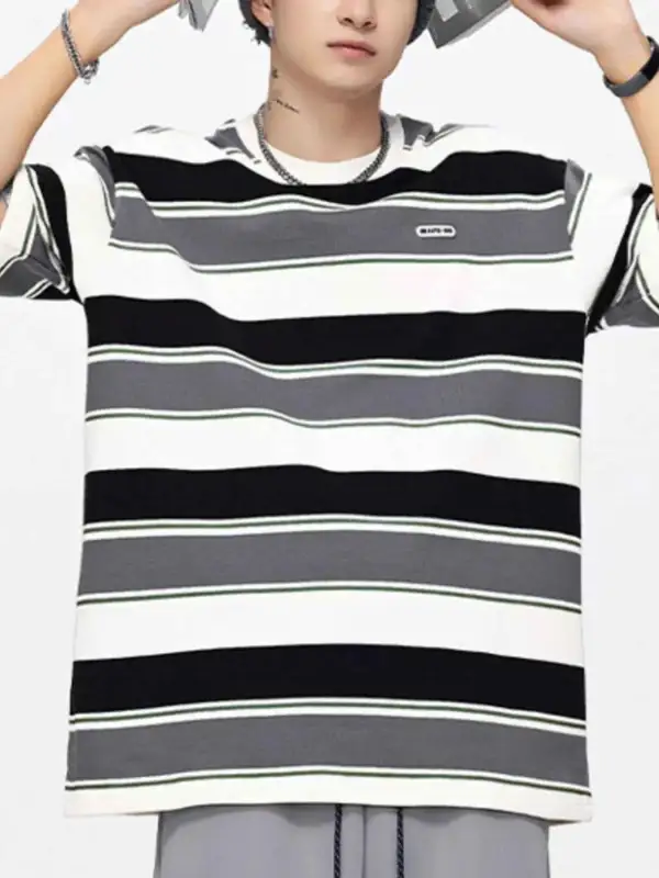 Striped Round Neck Oversized T-Shirt