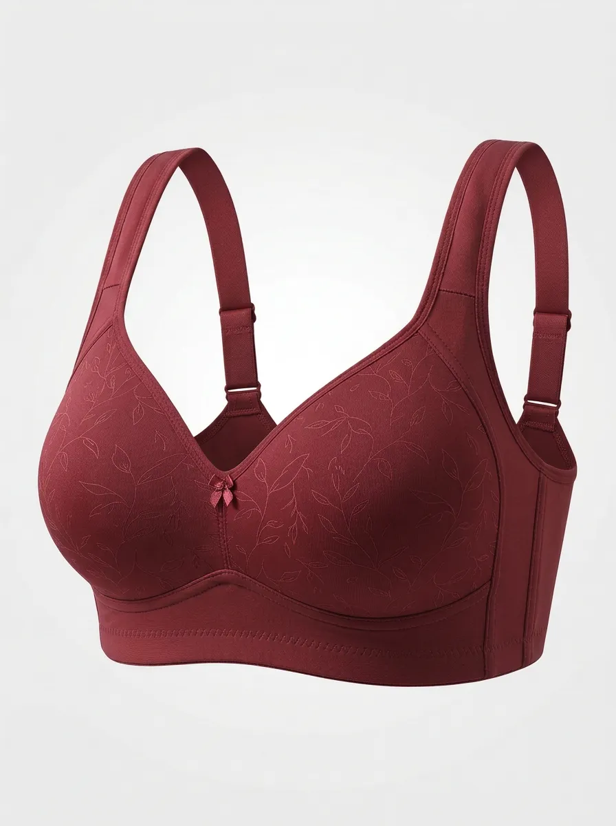 Women's Plus Size Dusty Rose Rose Floral Bow Detail Wireless Bra