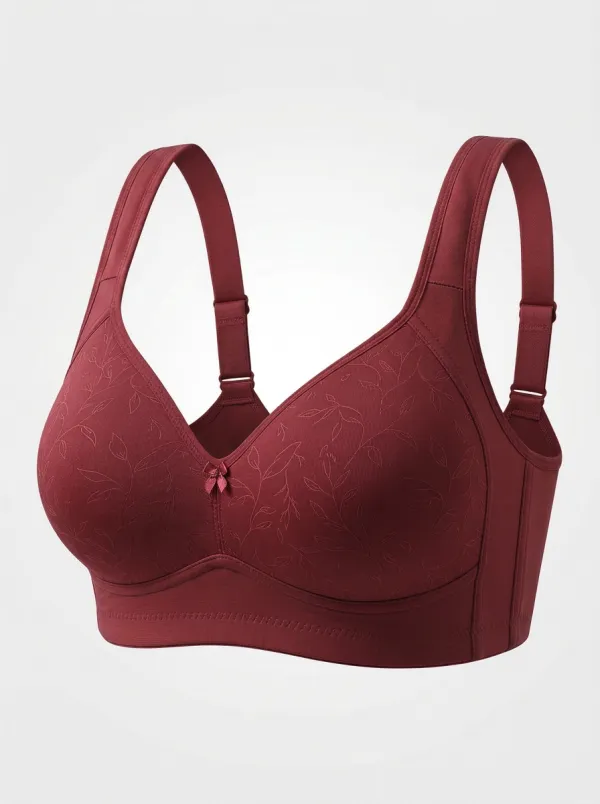 Women's Plus Size Dusty Rose Rose Floral Bow Detail Wireless Bra