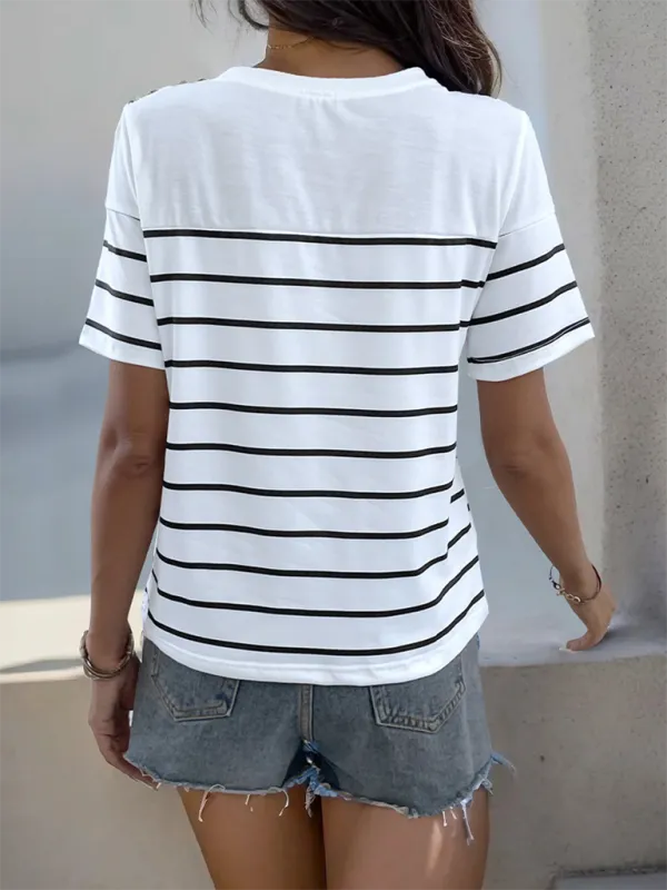 Relaxed Short-Sleeve Knit Striped T-Shirt