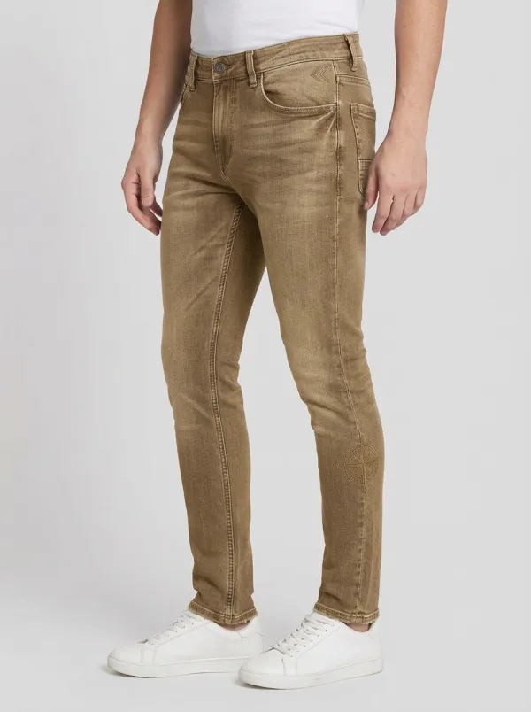 Men's Compass Graphic Embroidered Slim-Fit Jeans