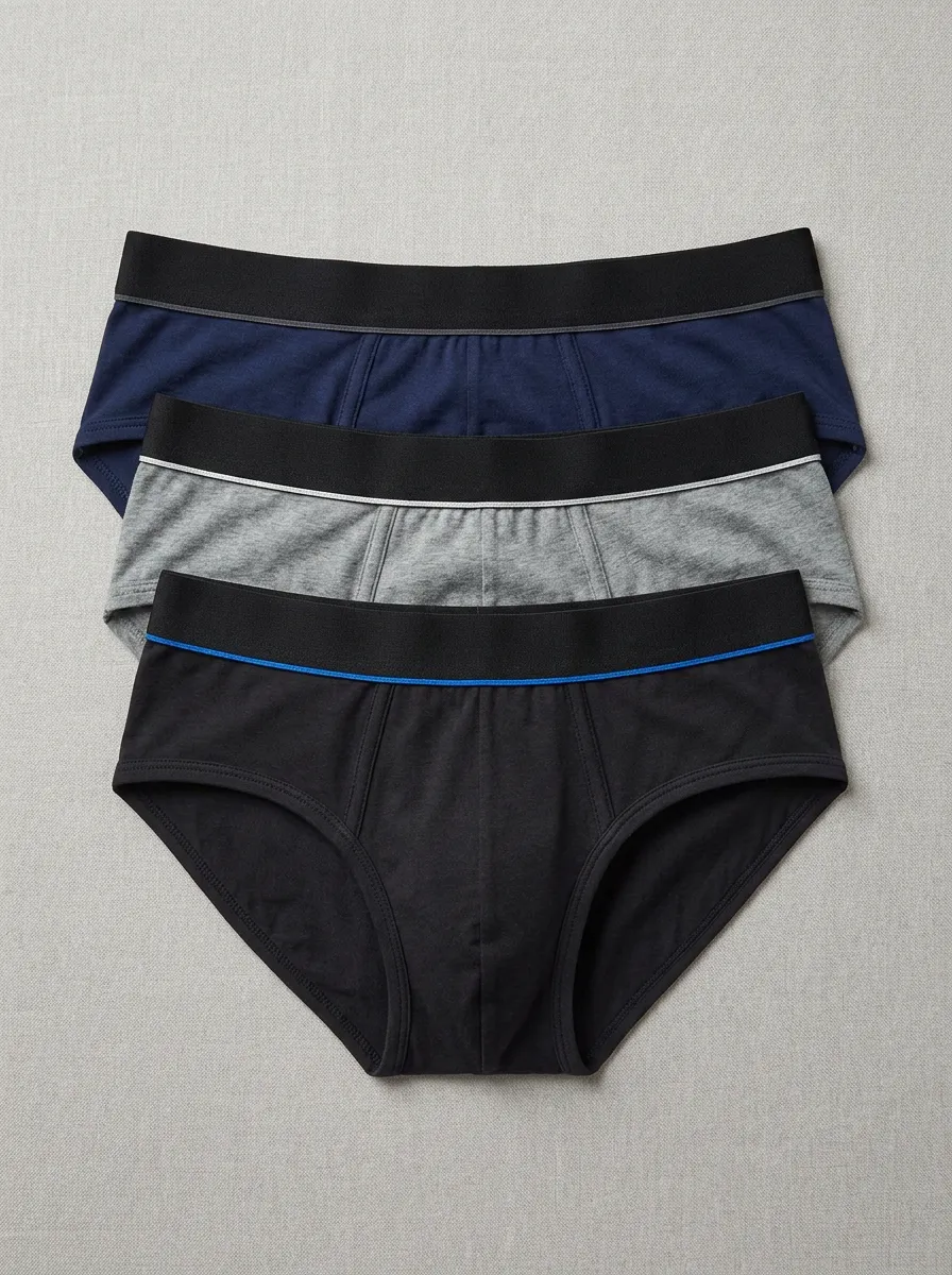 Men's Contrast-Waistband Contoured-Pouch 3-Pack Briefs