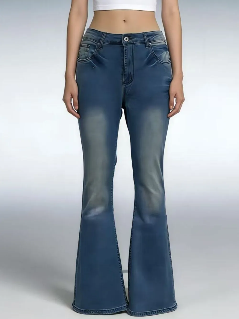 Vintage Wash High-Waisted Flare Jeans