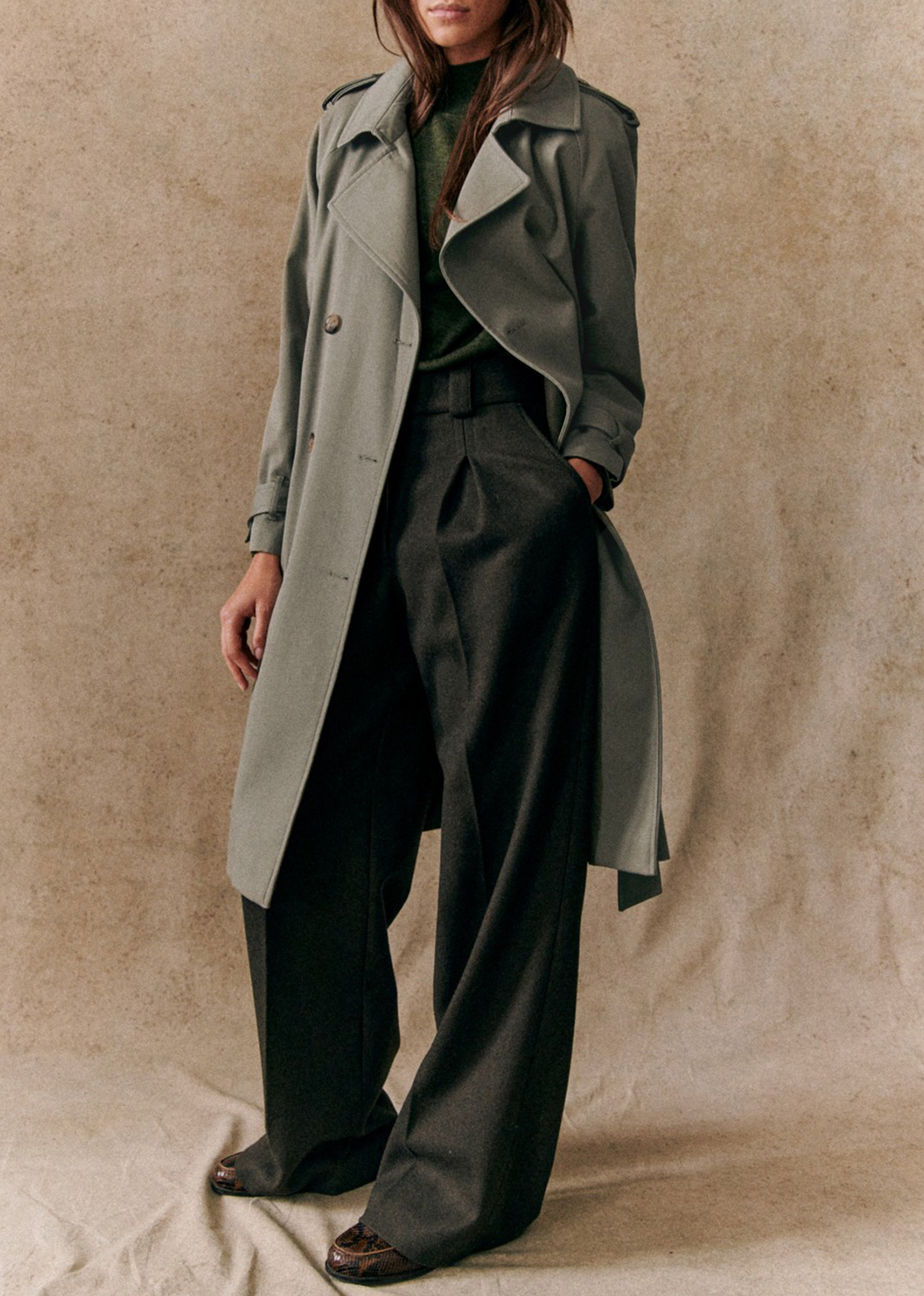 Long Belted Trench Coat