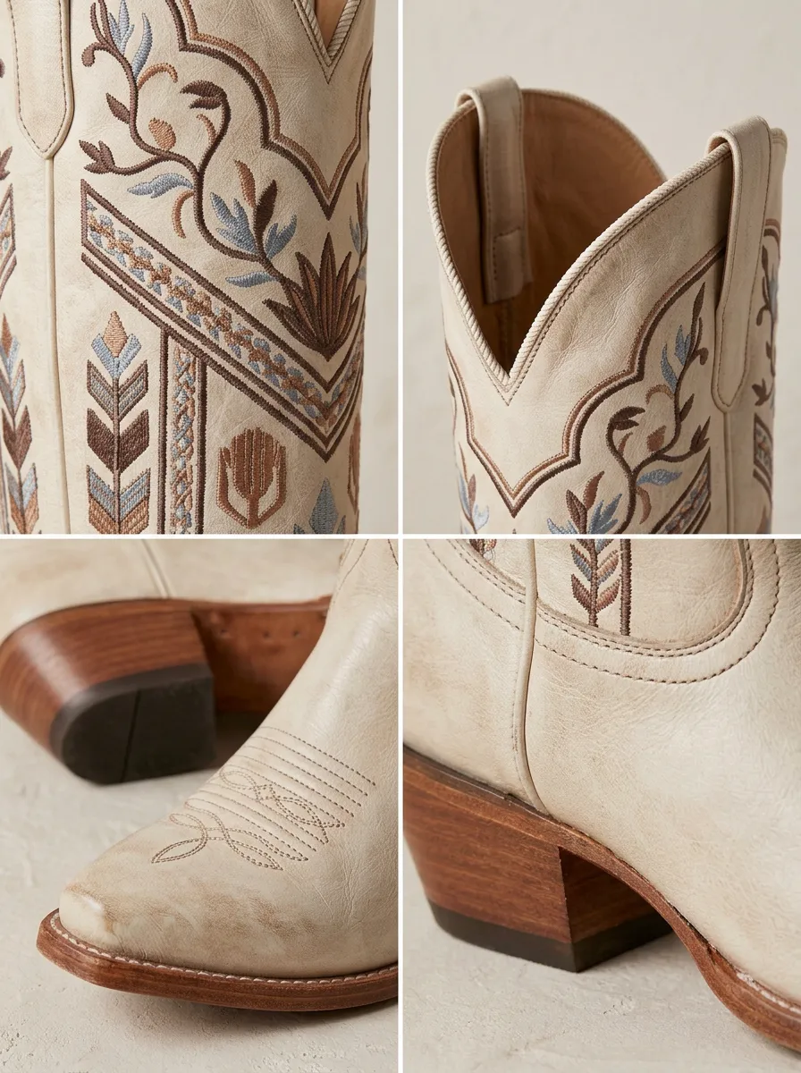 Men's Western Boho Floral Embroidered Printed Cowboy Boots
