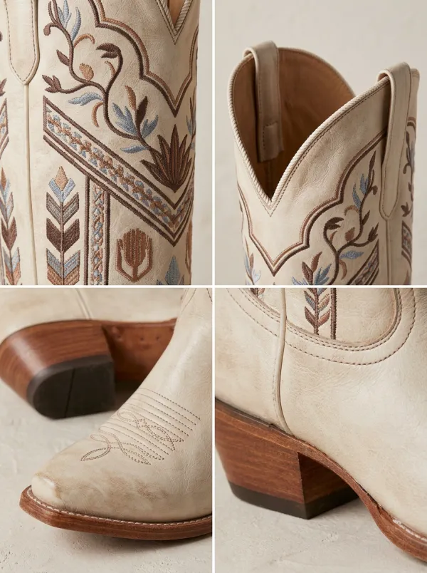 Men's Western Boho Floral Embroidered Printed Cowboy Boots