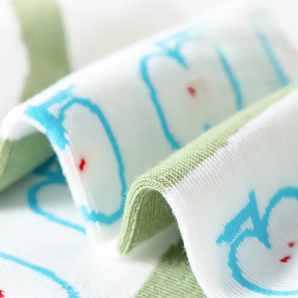 Playful Apple Bunny Pattern Crew Socks
