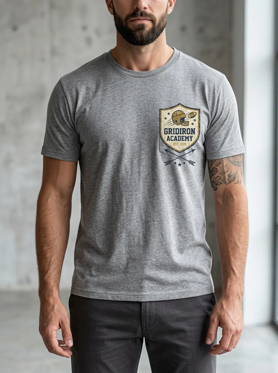 Men's Football Fan Gridiron Academy Shield Graphic T-shirt