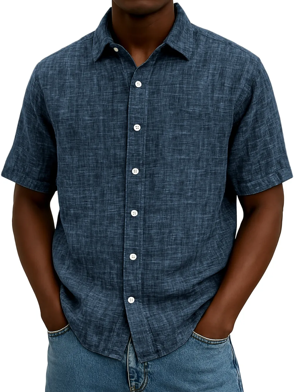 Easy Fit Linen Blend Button Front Shirt