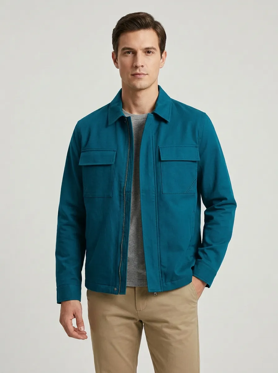 Men's Ridge Navy Blue Zip-Up Utility Jacket