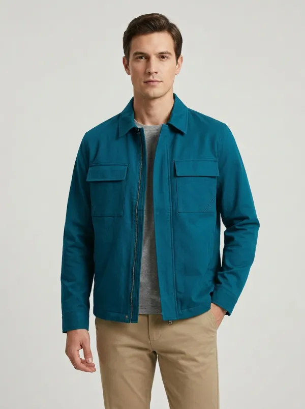 Men's Ridge Navy Blue Zip-Up Utility Jacket