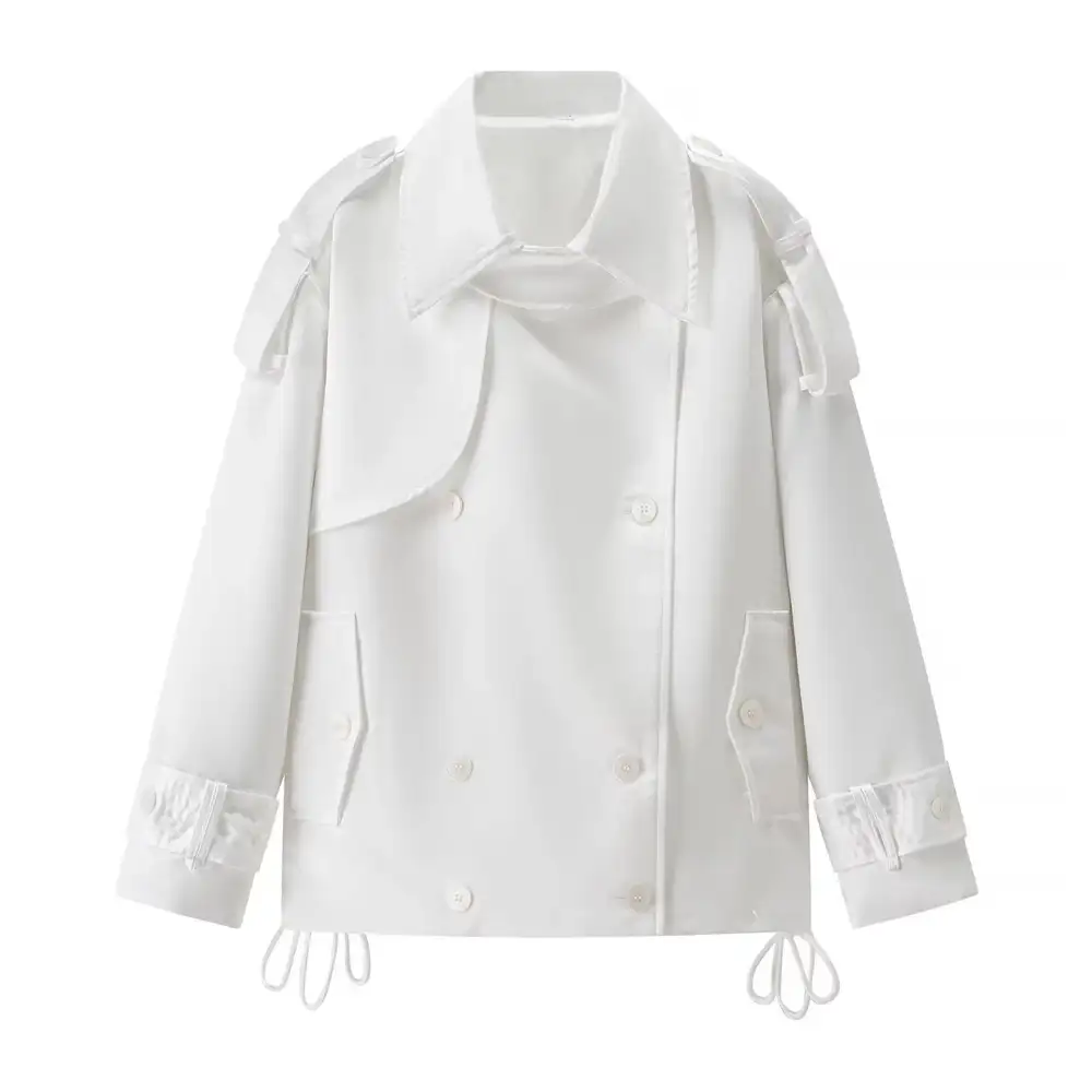 Polished Drawstring Waist Trench Coat