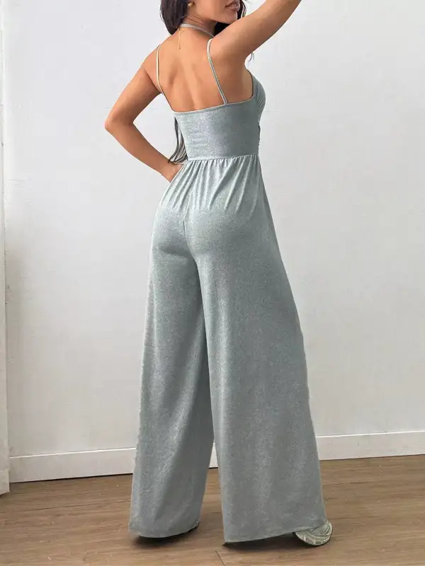 Sleeveless Wide Leg Casual Jumpsuit