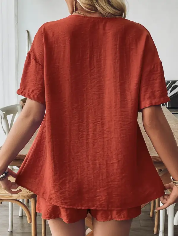 V-Neck Tie Top Set
