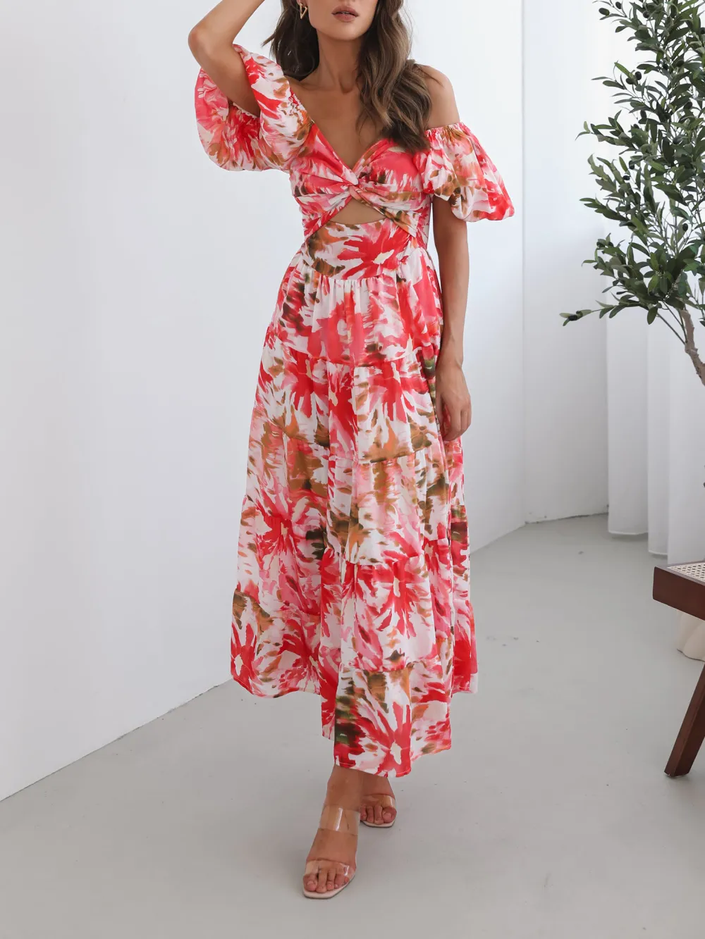 White Floral Casual Style Dress