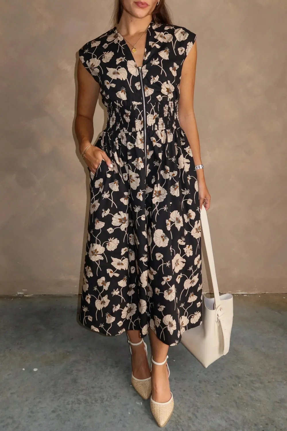 Floral V-Neck Midi Dress