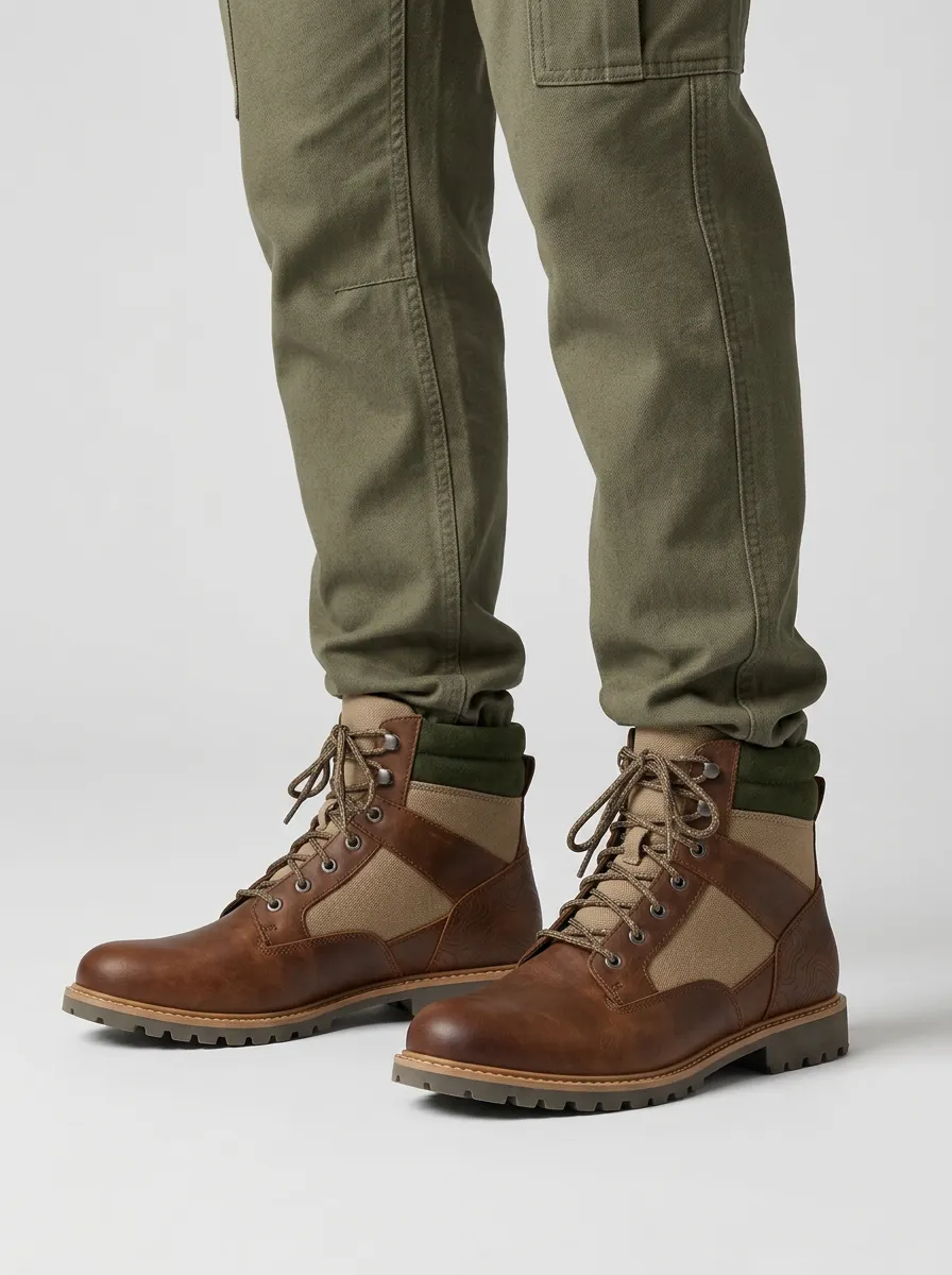 Unisex Streamlined Outdoor Hiking Topographic Pattern Print Work Boots