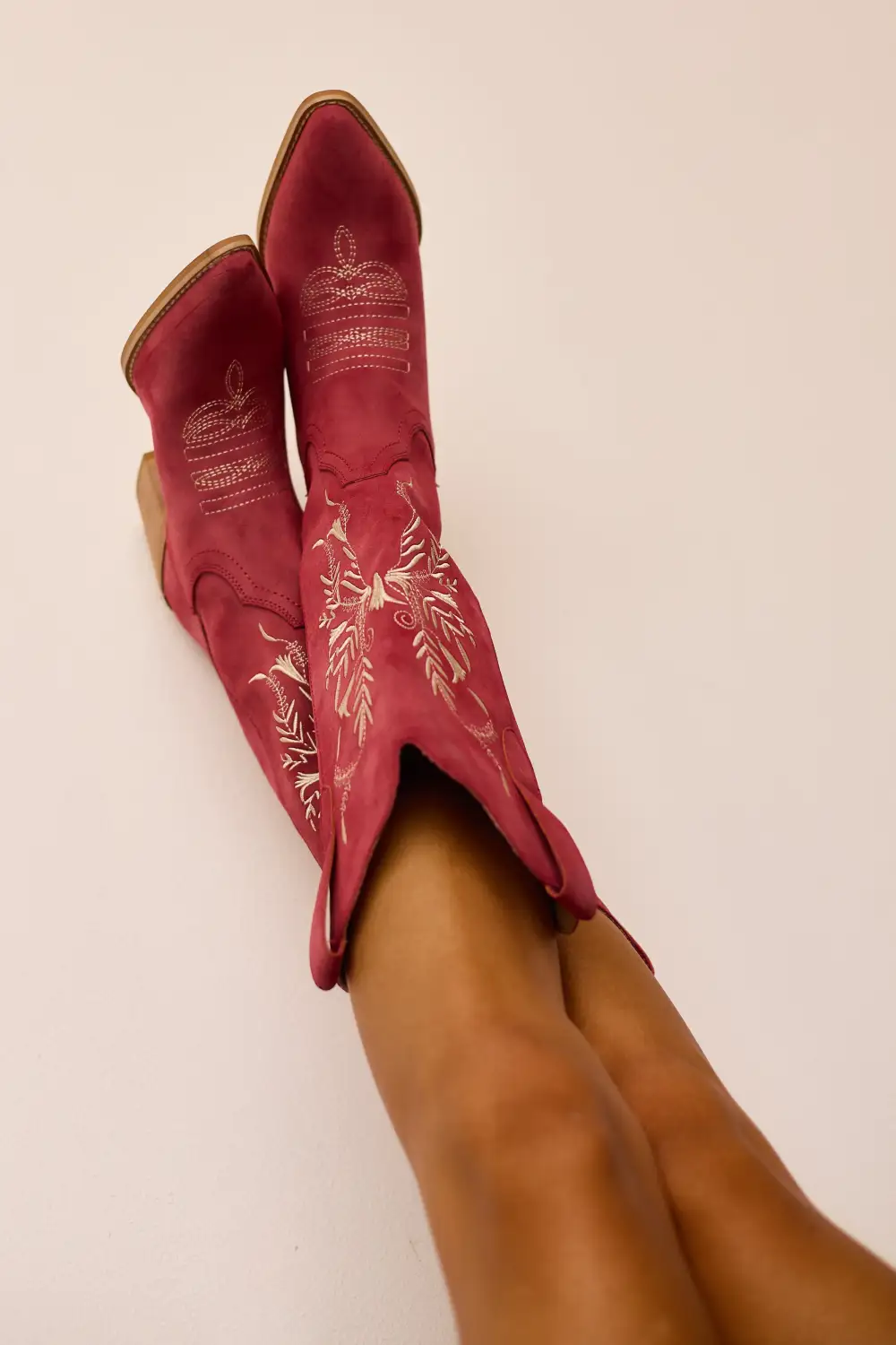 Ruby Faux Suede Floral Embroidered Western Boots