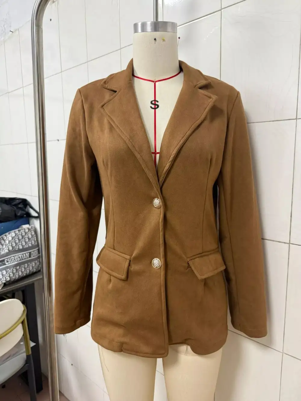 Tailored Single-Breasted Lapel-Collar Blazer