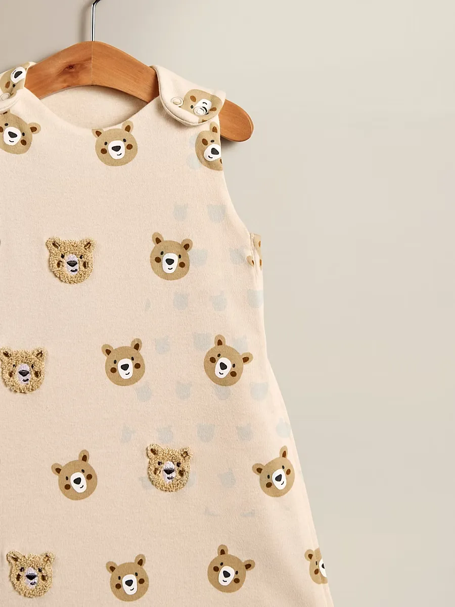 Natural Bear Tufted Cotton Sleeping Bag - 1 Tog