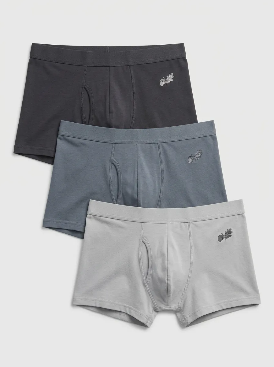 Men's Three-Pair Acorn Embroidered Fly-Front Trunk Set