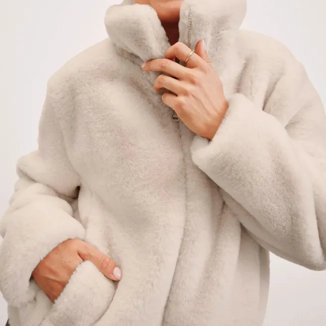 Plush Faux-Fur Zip Jacket