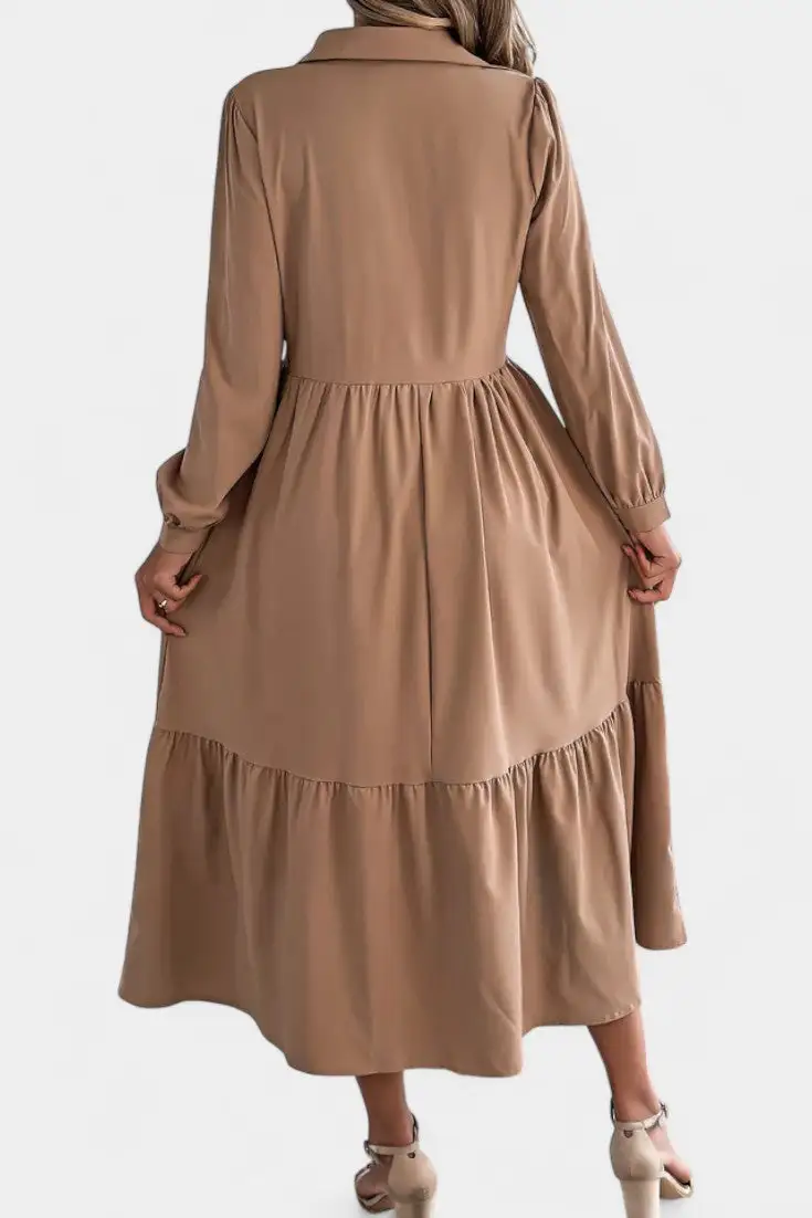 Shirt-Style Long-Sleeve Maxi Dress