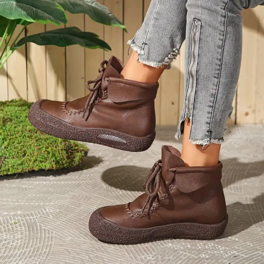 Classic Lace Up Platform Ankle Boots