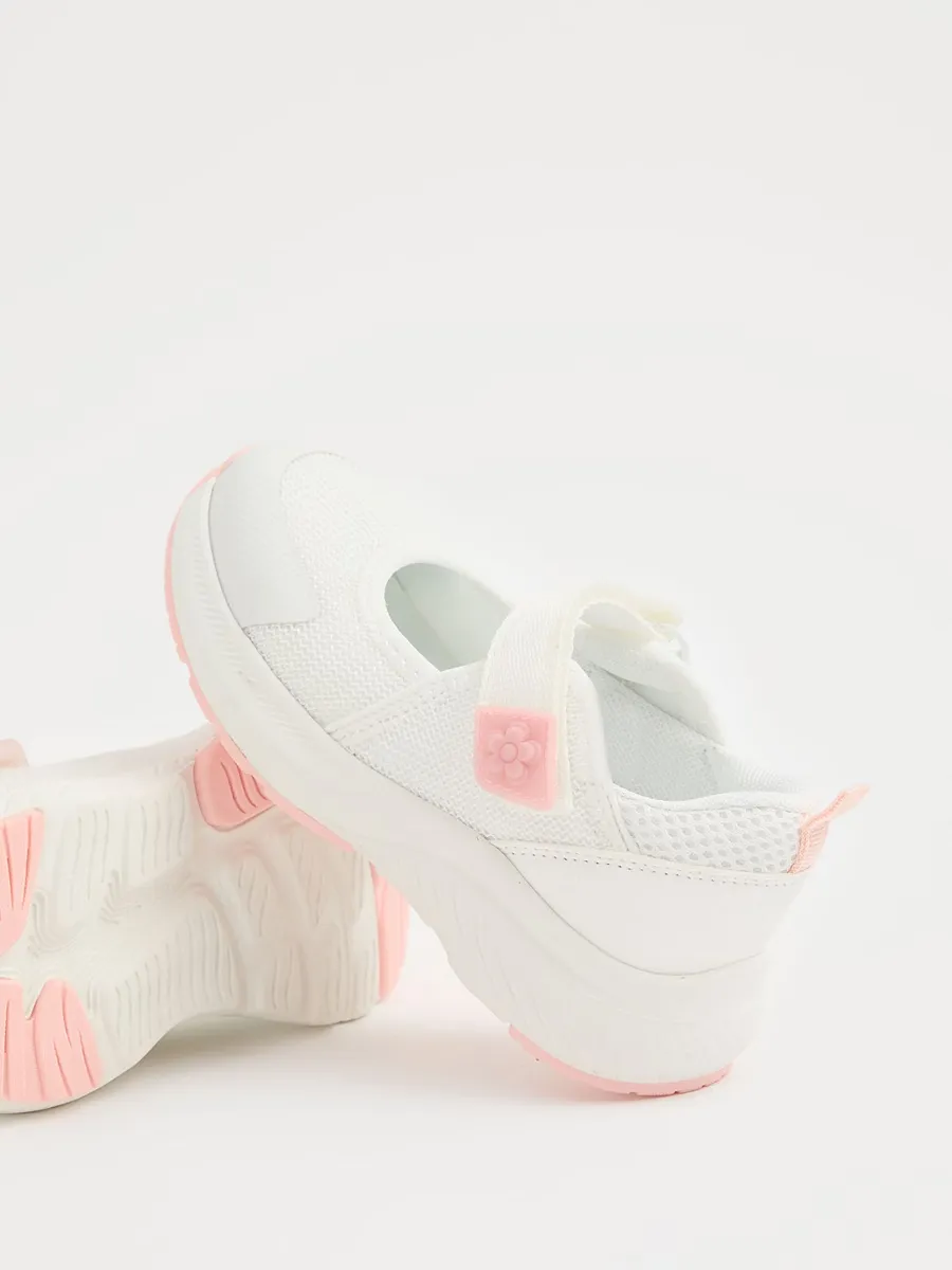 White Mesh Mary Jane Trainers