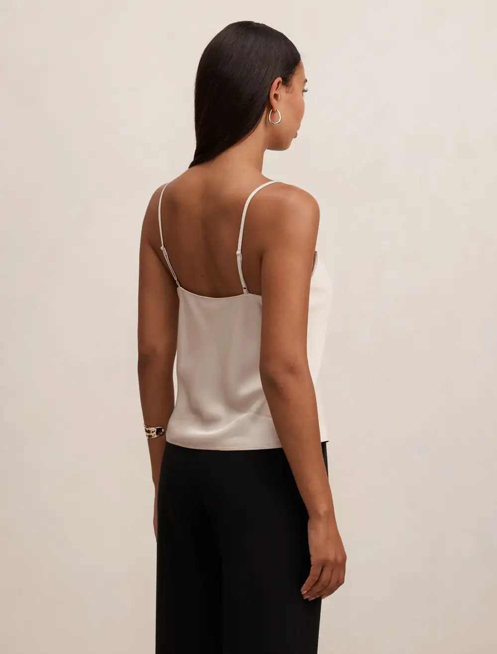 White Satin Thin Strap Camisole Top