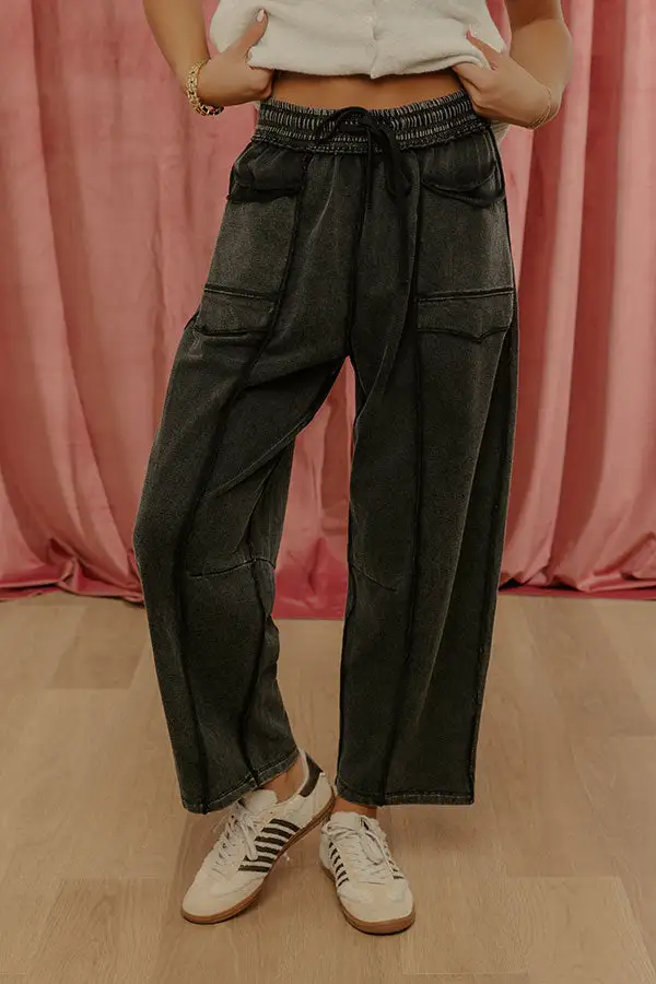 High Waist Relaxed Barrel Leg Baggy Drawstring Pants
