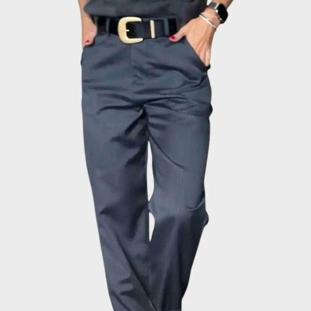 Straight Leg Striped High Waist Trousers