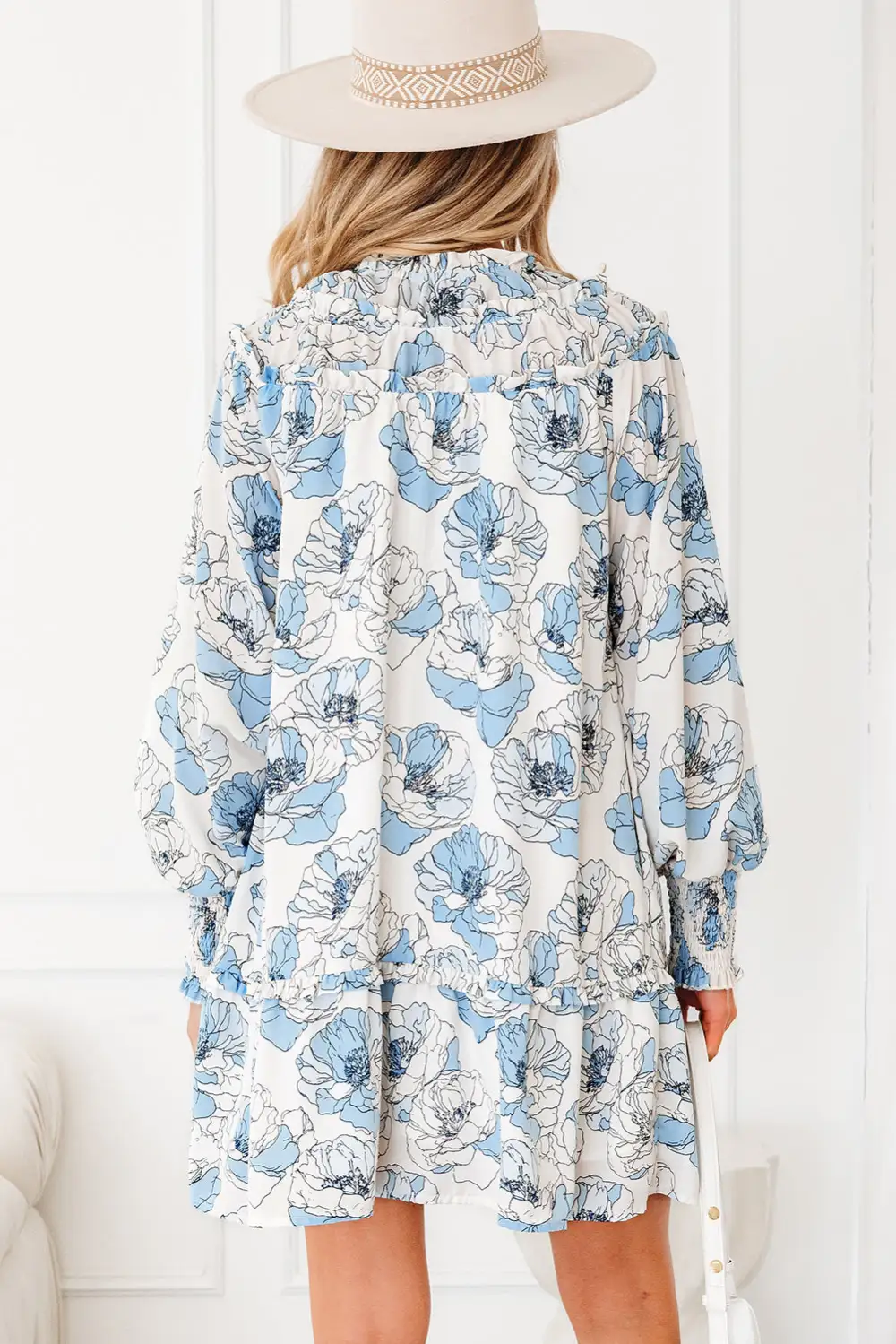 Easy Fit Floral Printed Long Sleeve Mini Dress