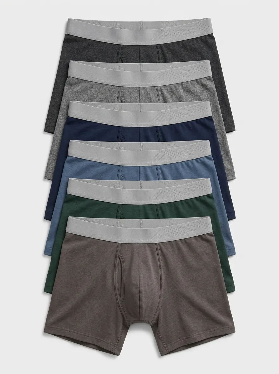 Men's Everyday Comfort Elastic Waistband 6-Pack Boxer Briefs